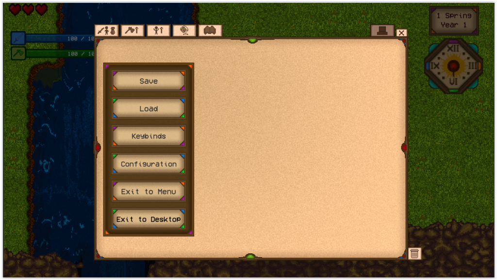 Game de RPG - Interface configuracoes